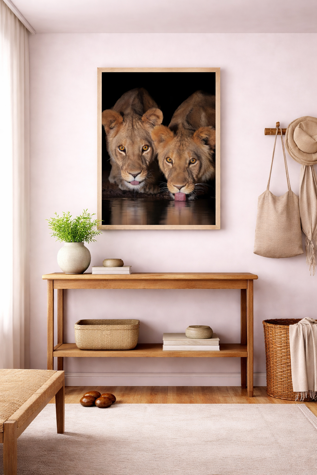 Midnight Reflection – Lion Canvas Wall Art