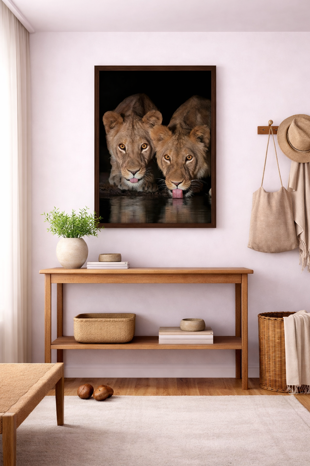 Midnight Reflection – Lion Canvas Wall Art