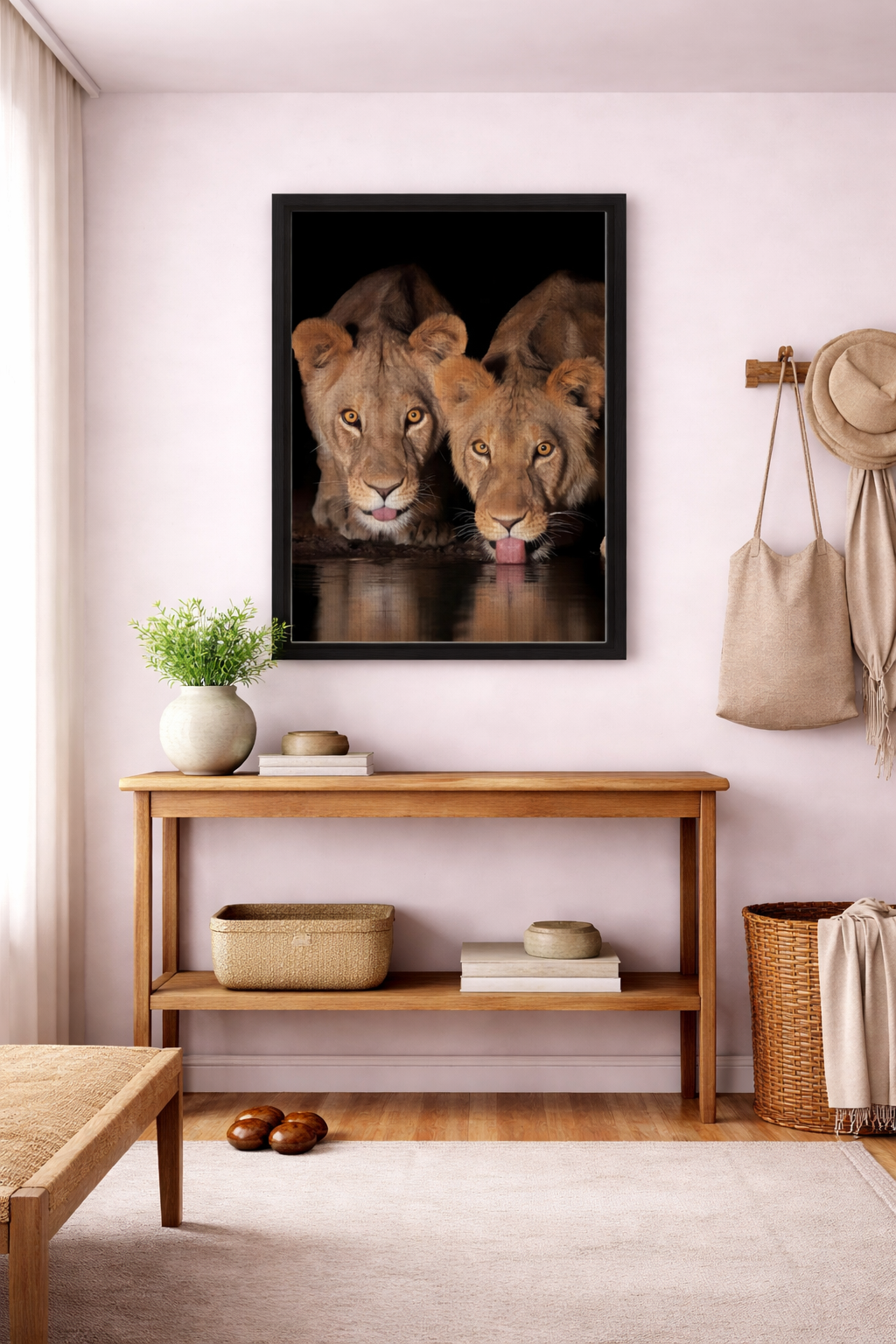 Midnight Reflection – Lion Canvas Wall Art