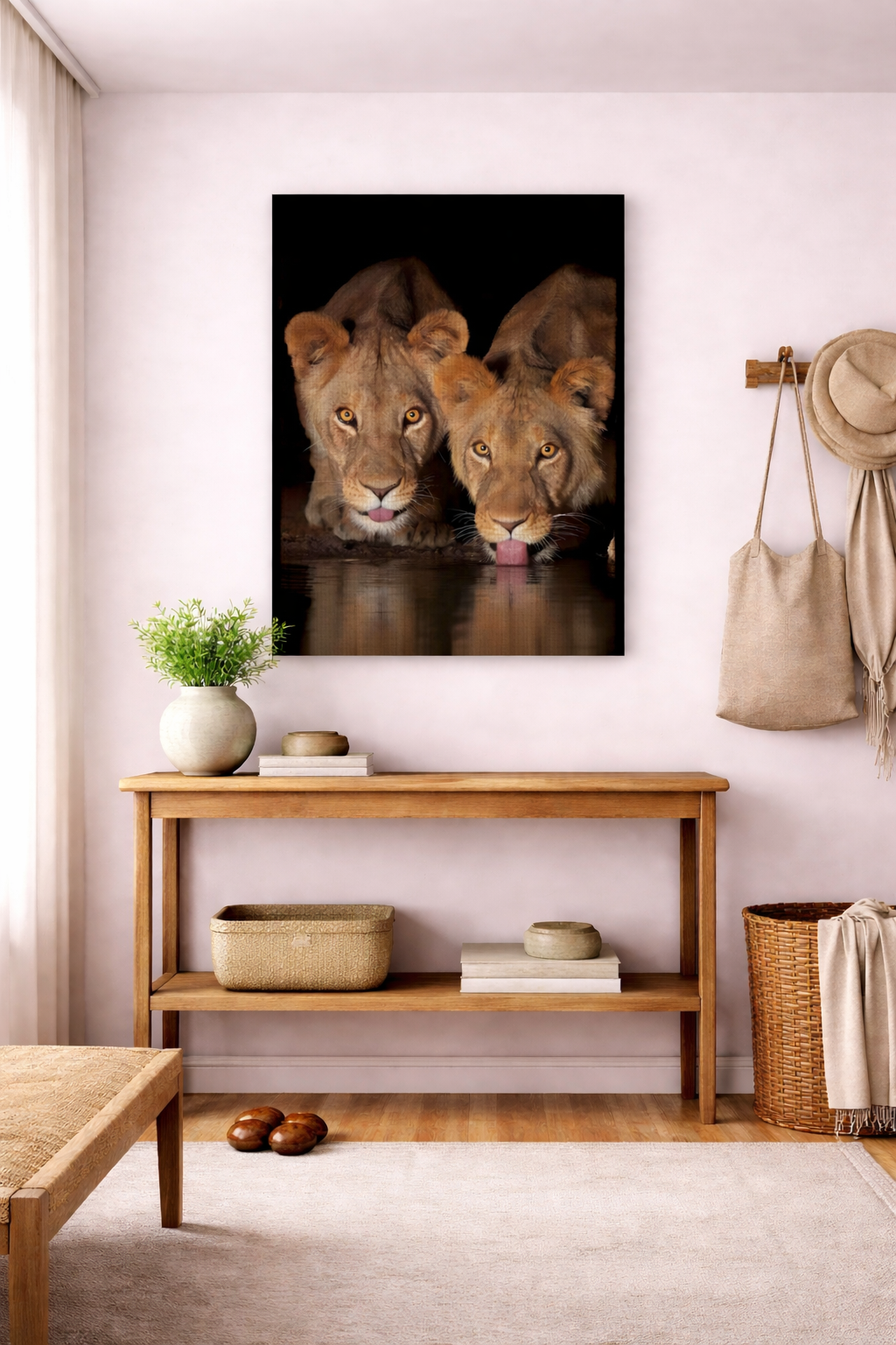 Midnight Reflection – Lion Canvas Wall Art