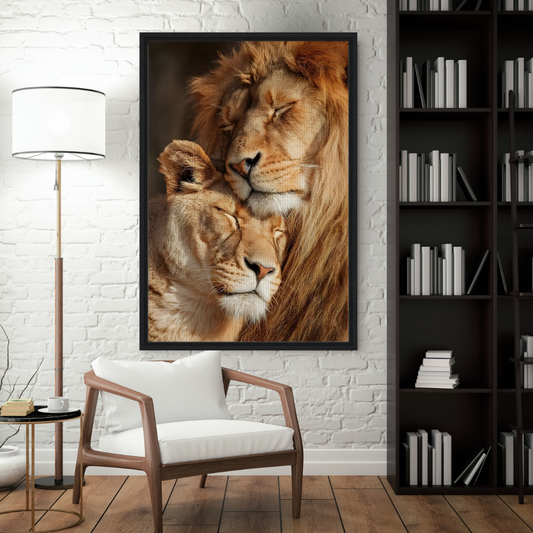 Crowned in Love – Lion Canvas Wall Art