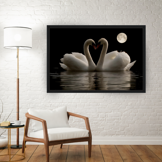 Moonlit Devotion – Swan Canvas Wall Art